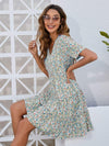 Ditsy Floral V-Neck Mini Dress Casual Dresses - Tophatter Daily Deals