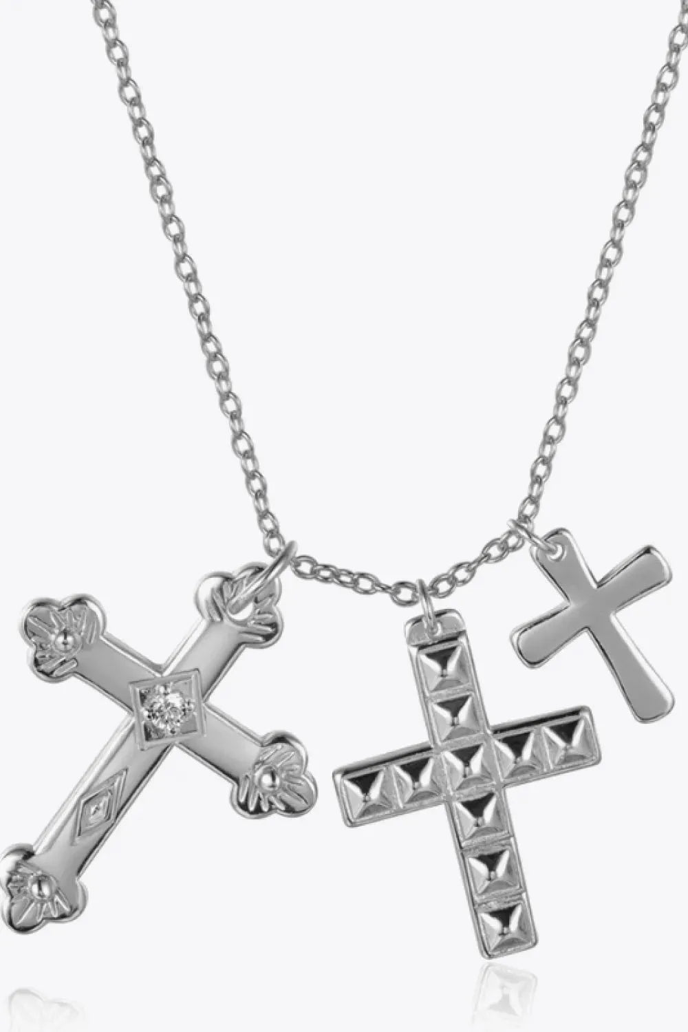 Inlaid Zircon Cross Pendant 925 Sterling Silver Necklace Necklaces - Tophatter Daily Deals