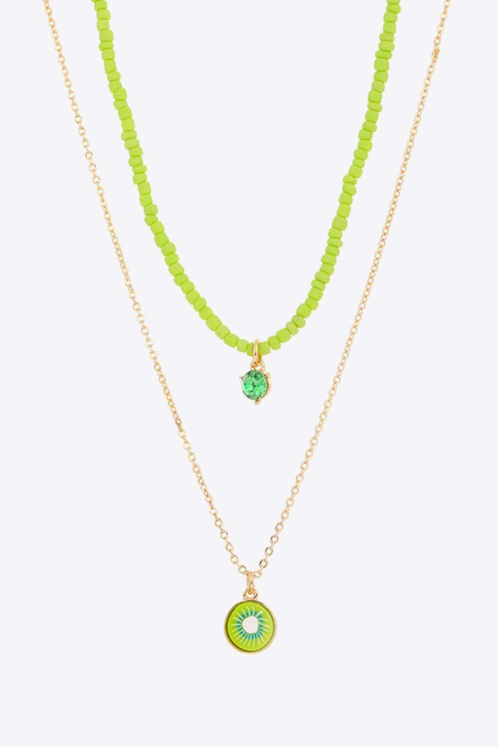 Fruit Pendant Double-Layered Necklace Lime One Size Necklaces - Tophatter Daily Deals