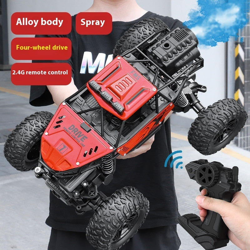Alloy Remote Control Off-road Vehicle Four-wheel Climbing Rechargeable Racing Car Red 28cm Spray 0 - Tophatter Daily Deals