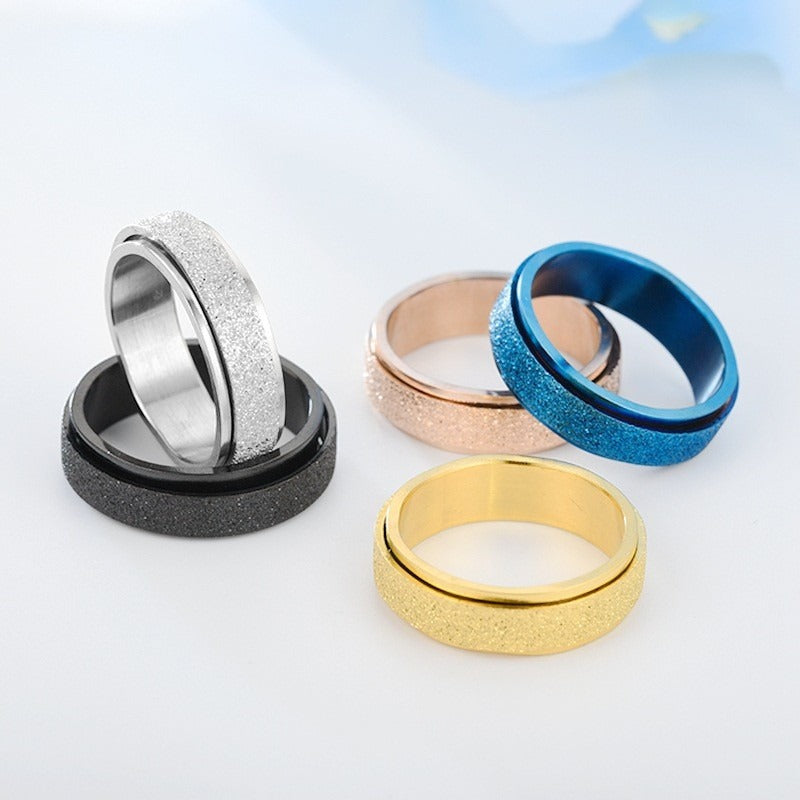 Stainless Steel Spinner Ring, Frosted Anxiety Fidget Band, 6 mm Rings - Tophatter Daily Deals