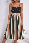 Tied Striped Spaghetti Strap Dress Black Casual Dresses - Tophatter Daily Deals