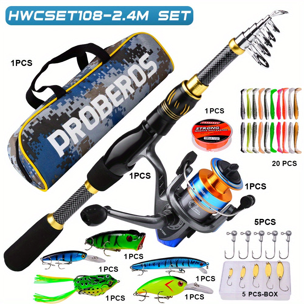 Fishing Rod Reel Combo Kit with Lures and Bag Outdoor > Fishing - Tophatter Daily Deals