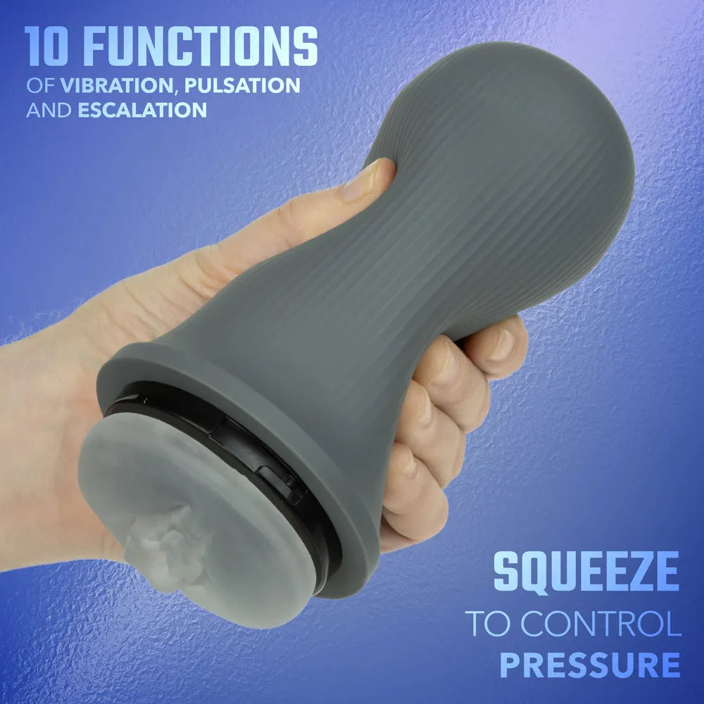 Milk Master Grip-N-Stroke (Grey) – Rechargeable Vibrating Masturbator > Sex Toys For Men > Masturbators > Vibrating - Tophatter Daily Deals