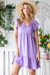 Reborn J Texture Ruffle Hem Short Sleeve Dress Lavender Casual Dresses - Tophatter Daily Deals