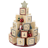 Christmas Tree Advent Calendar | Wooden Toy Block Tree with Glittery Star - 30cm Advent Calendar - Tophatter Daily Deals