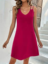 Double-Strap V-Neck Dress Red Casual Dresses - Tophatter Daily Deals