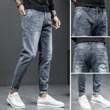 Autumn Men's Jeans Slim Feet Blue grey1910 0 - Tophatter Daily Deals