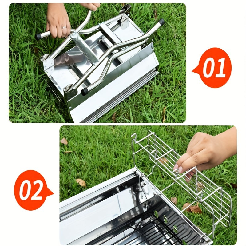 Portable Foldable Stainless Steel Grill for Outdoor Use Outdoor Grills - Tophatter Daily Deals