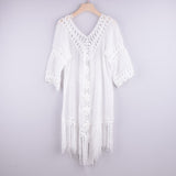 Back Hollowed Out Tassel Ins Style Beach Top White One size 0 - Tophatter Daily Deals