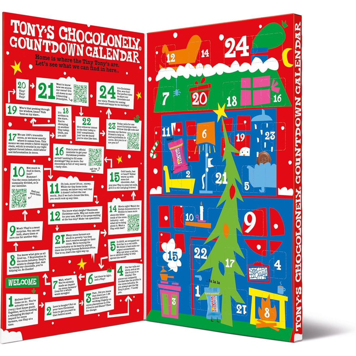Tonys Chocolonely Fairtrade Chocolate Advent Calendar with 10 Delicious Flavours Advent Calendar - Tophatter Daily Deals