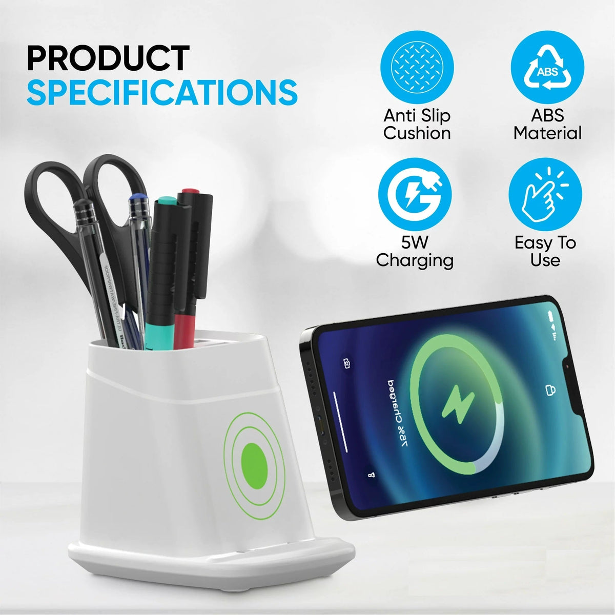 Wireless Charging Stand with Dual USB Charger & Desk Organizer Phone Chargers - Tophatter Daily Deals