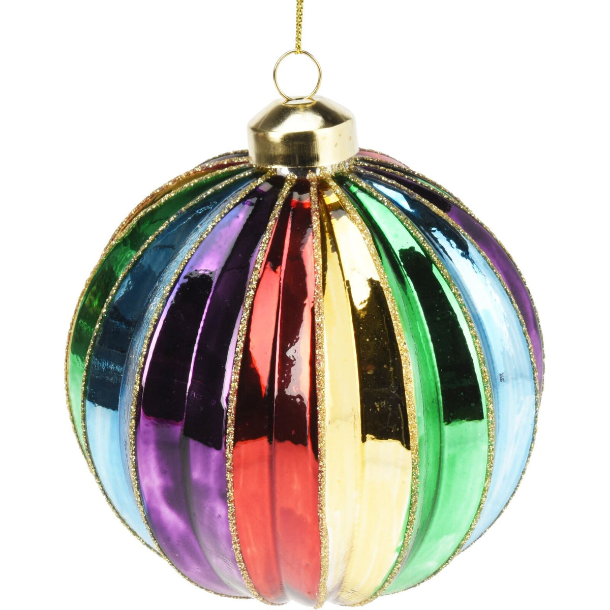 Large Rainbow Christmas Bauble | Multicoloured Christmas Tree Ornament - 10cm Baubles - Tophatter Daily Deals