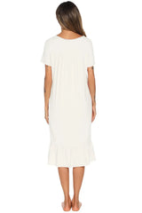 Lace Detail Square Neck Lounge Dress Sleep Dresses - Tophatter Daily Deals