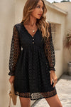 Buttoned Empire Waist Lace Dress Casual Dresses - Tophatter Daily Deals