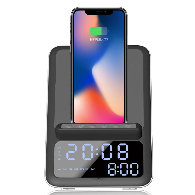 Bluetooth Speaker Clock With Wireless Charger Phone Holder 0 - Tophatter Daily Deals