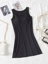 Round Neck Wide Strap Mini Tank Dress with Bra Black Casual Dresses - Tophatter Daily Deals