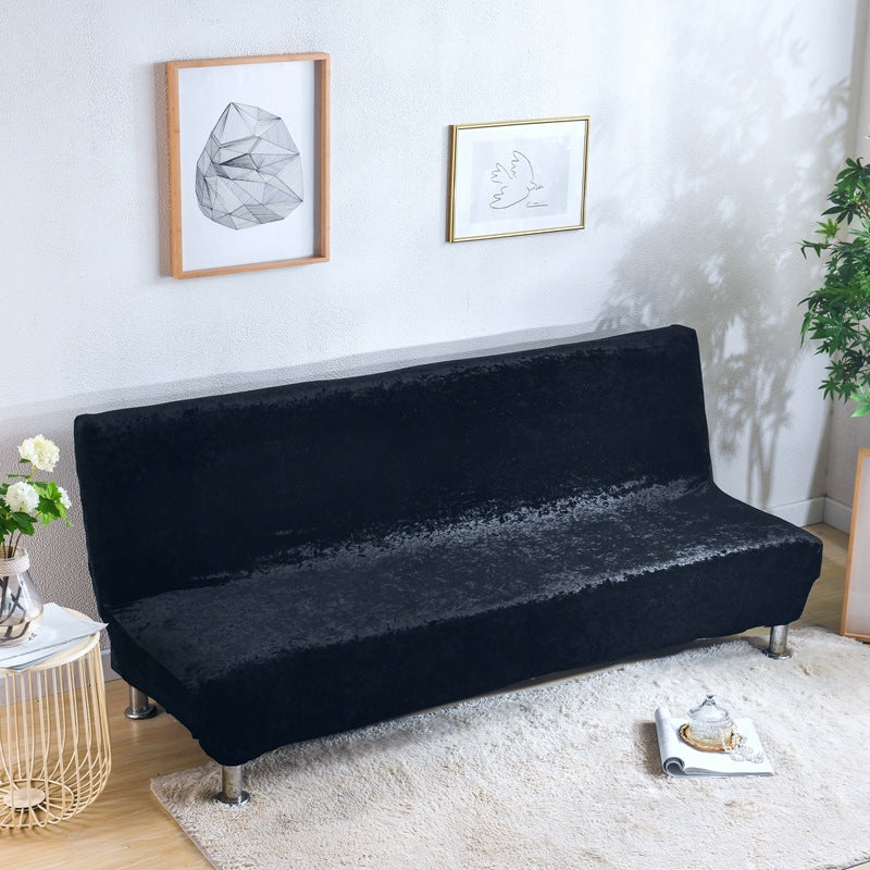 All-inclusive Silver Fox Velvet Armless Folding Sofa Bedspread Cool Black 0 - Tophatter Daily Deals