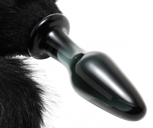 Midnight Fox Glass Anal Plug with Long Black Fur Tail > Anal Range > Tail Butt Plugs - Tophatter Daily Deals