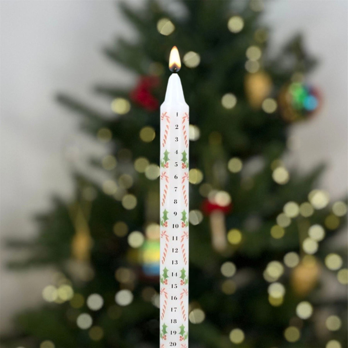 Candy Cane Advent Candle | Numbered Christmas Countdown Advent Calendar - 23cm Advent Candle - Tophatter Daily Deals