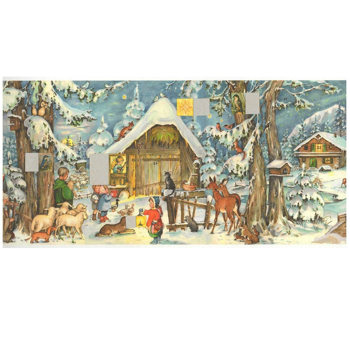 At the Stable Scene | Freestanding Traditional Christmas Paper Advent Calendar Advent Calendar - Tophatter Daily Deals