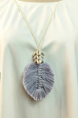Leaf Macrame Pendant Necklace Necklaces - Tophatter Daily Deals