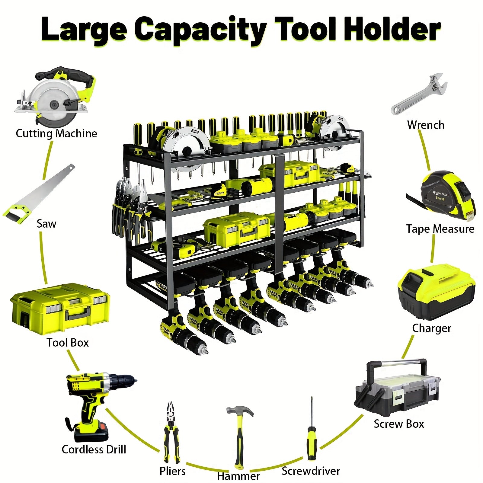 Wall Mounted 4-Tier Metal Tool Rack Organizer Tool Cabinets - Tophatter Daily Deals