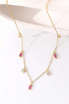 18K Gold Plated Multi-Charm Chain Necklace Rose One Size Necklaces - Tophatter Daily Deals