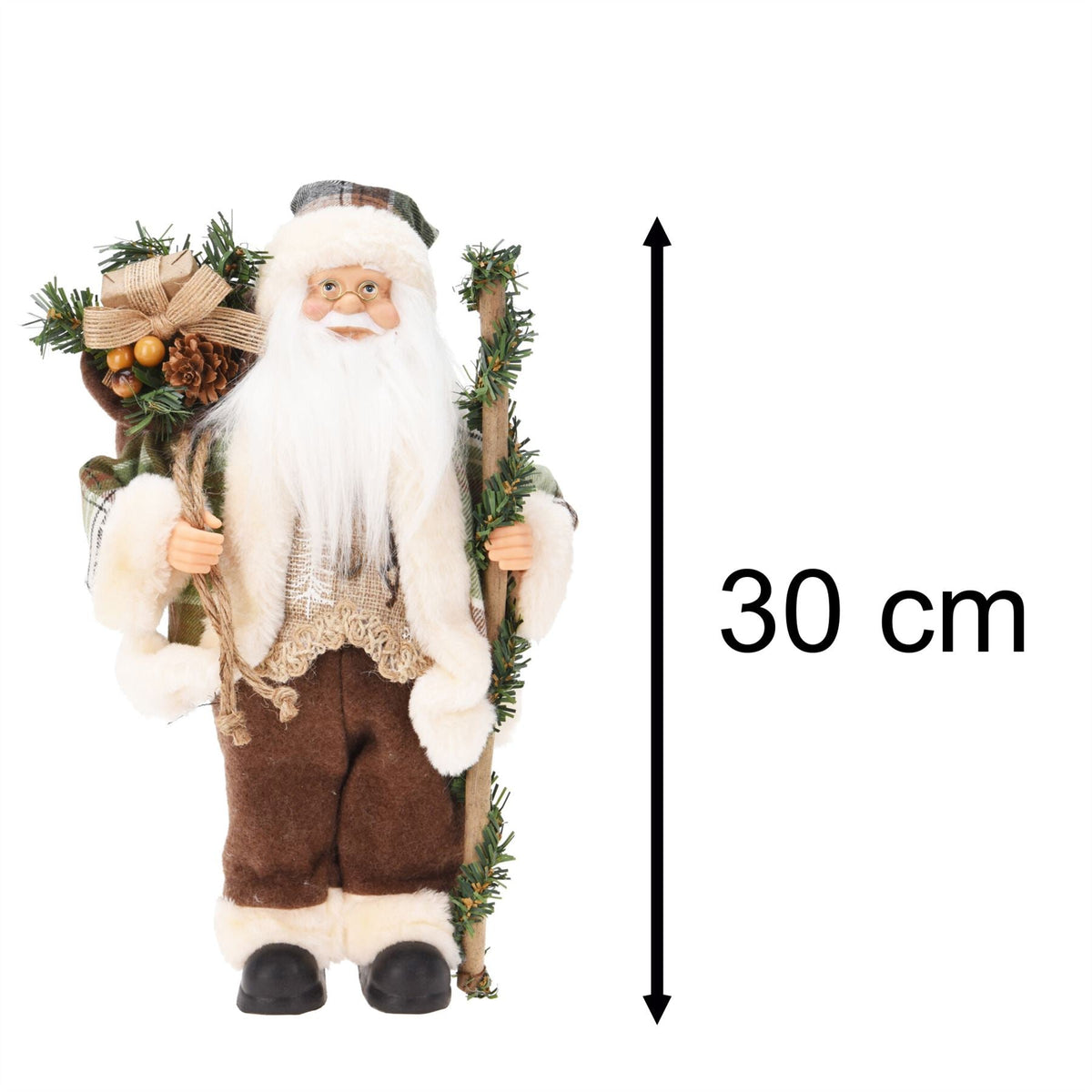 Green Plaid Santa Claus Figurine | Standing Father Christmas Ornament - 30cm Ornament - Tophatter Daily Deals