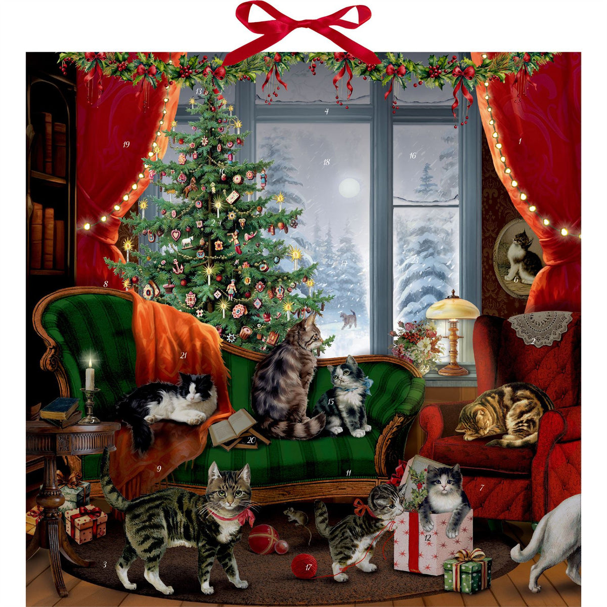 Cats at Christmas Advent Calendar | Advent Calendar with 24 Cat Scenes & Glitter Advent Calendar - Tophatter Daily Deals