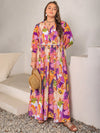 Plus Size Printed Tie Neck Maxi Dress Casual Dresses - Tophatter Daily Deals