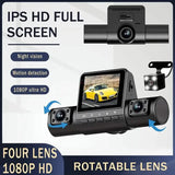 4-Channel Car DVR Dash Cam – 1080P Front, 720P Side & Rear, Night Vision Automotive - Tophatter Daily Deals