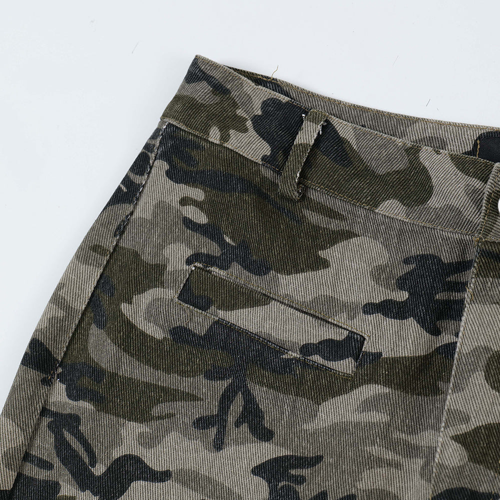 American Retro Camouflage Bell-bottom Pants Men 0 - Tophatter Daily Deals