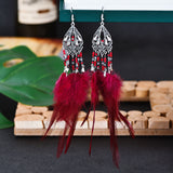 Bohemian Earrings Long Tassel Retro Feather Earrings Ethnic Style Jewelry 0 - Tophatter Daily Deals