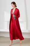 Contrast Lace Trim Satin Night Dress and Robe Set Loungewear Sets - Tophatter Daily Deals