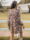 Floral Ruched V-Neck Long Sleeve Dress Casual Dresses - Tophatter Daily Deals