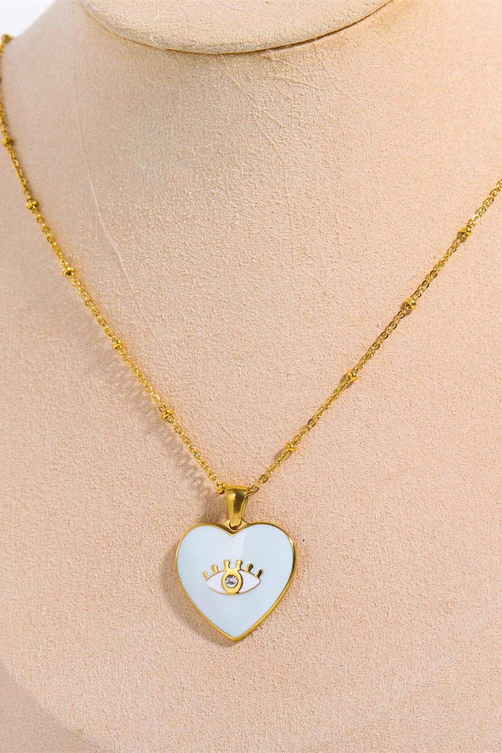 Heart & Evil Eye Shape 18K Gold Plated Pendant Necklace Necklaces - Tophatter Daily Deals