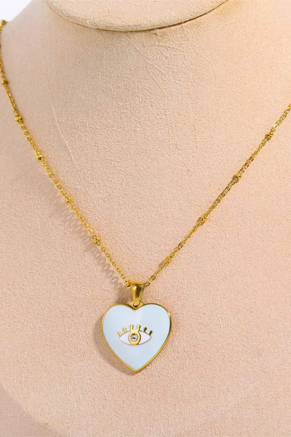 Heart & Evil Eye Shape 18K Gold Plated Pendant Necklace Necklaces - Tophatter Daily Deals
