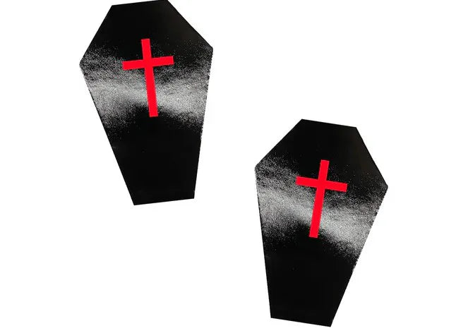 Dom Squad Wet Vinyl Coffin Nipple Cover Pasties – Set of 2 Pasties > Clothes > Pasties - Tophatter Daily Deals
