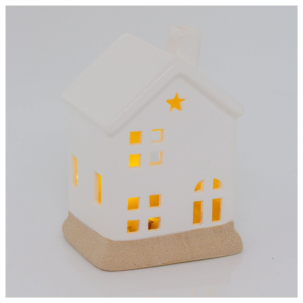 White Ceramic LED House | Christmas Village Light Up House Festive Ornament Ornament - Tophatter Daily Deals
