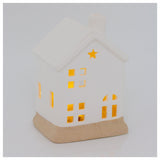 White Ceramic LED House | Christmas Village Light Up House Festive Ornament Ornament - Tophatter Daily Deals