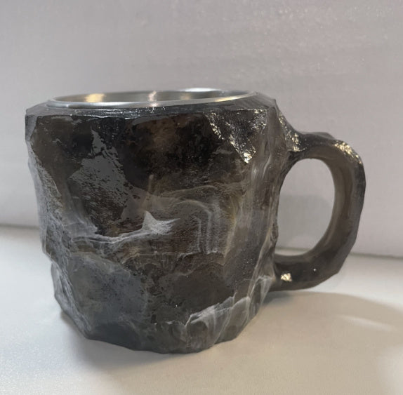 400ml Resin Mineral Crystal Coffee Mugs With Handles Elegant Fake Mineral Crystal Cup For Workplace Home Decor Christmas Gift Kitchen Gadgets Gray 10cm High Flat mouthed inner liner 0 - Tophatter Daily Deals