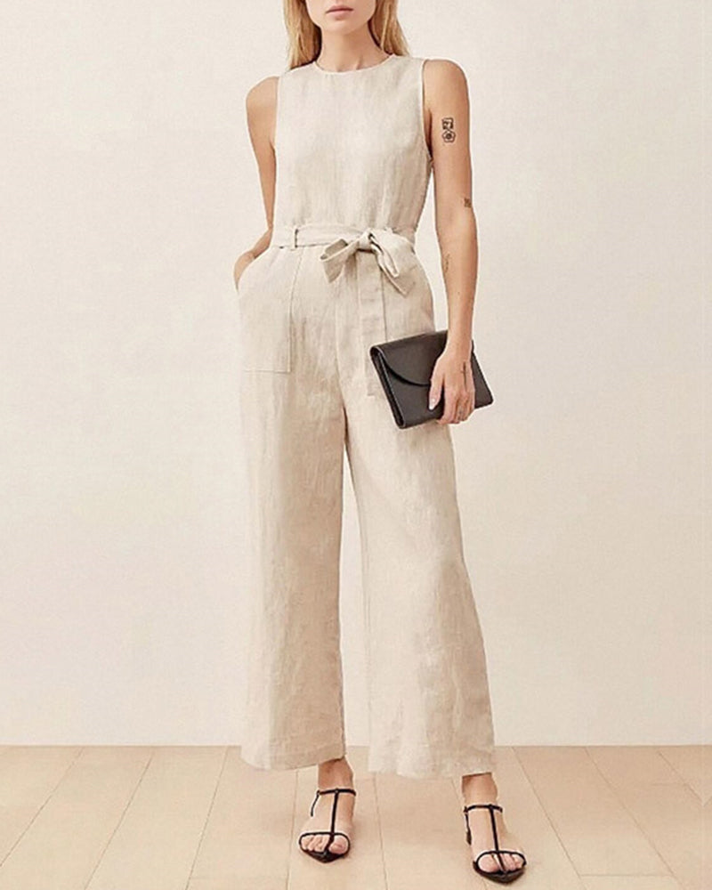 Pockets Tie Jumpsuit Apricot Jumpsuits & Rompers - Tophatter Daily Deals