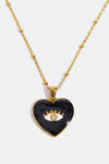 Heart & Evil Eye Shape 18K Gold Plated Pendant Necklace Black One Size Necklaces - Tophatter Daily Deals