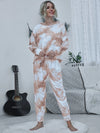 Tie-dye Round Neck Top and Drawstring Pants Lounge Set Pastel Yellow Loungewear Sets - Tophatter Daily Deals