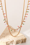 18K Gold-Plated Double-Layered Stainless Steel Necklace Necklaces - Tophatter Daily Deals