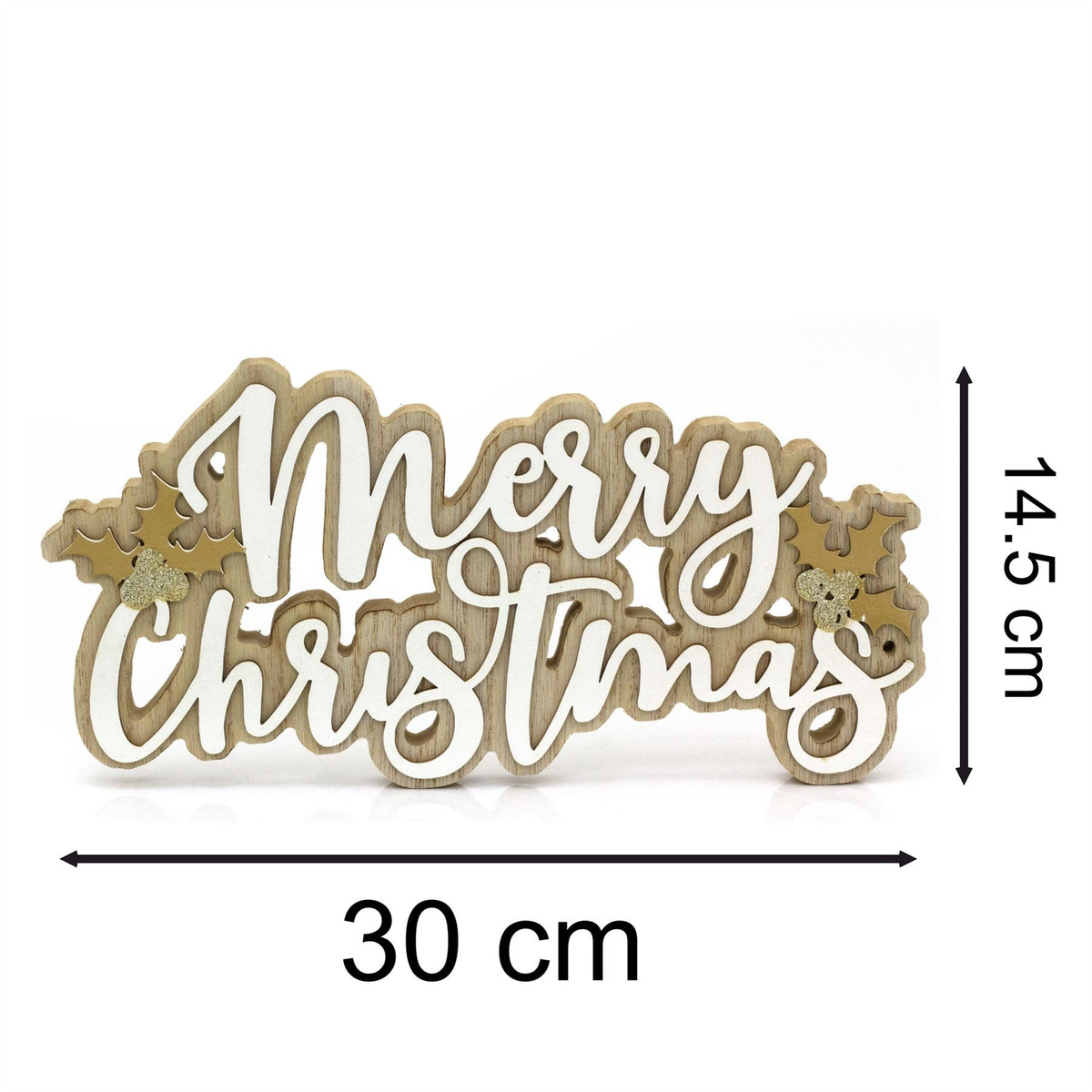 Merry Christmas Wooden Word Block | Festive Freestanding Wooden Letter Sign 30cm Ornament - Tophatter Daily Deals