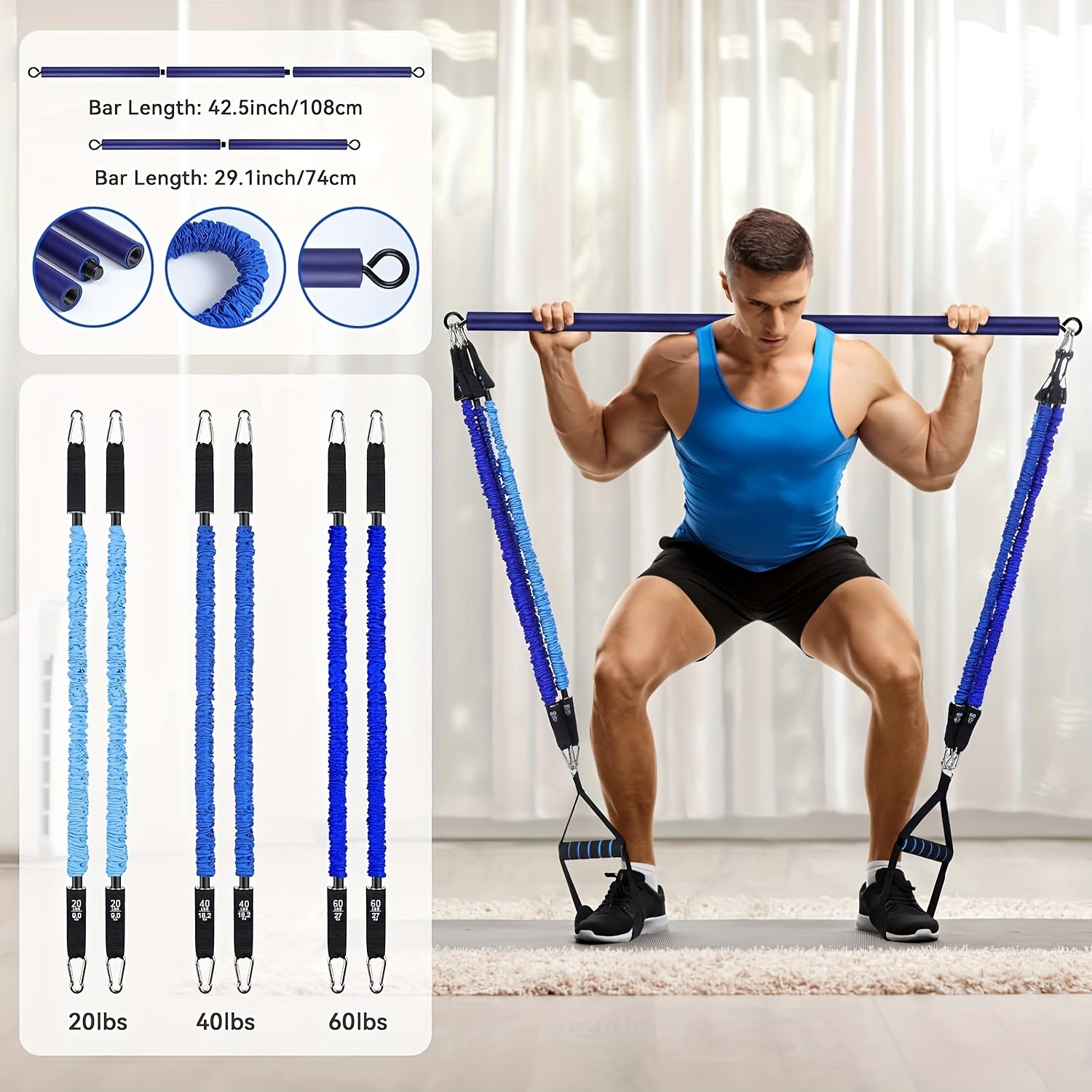 Heavy Tension Resistance Bands Kit for Home Workouts Accessories > Resistance Bands - Tophatter Daily Deals