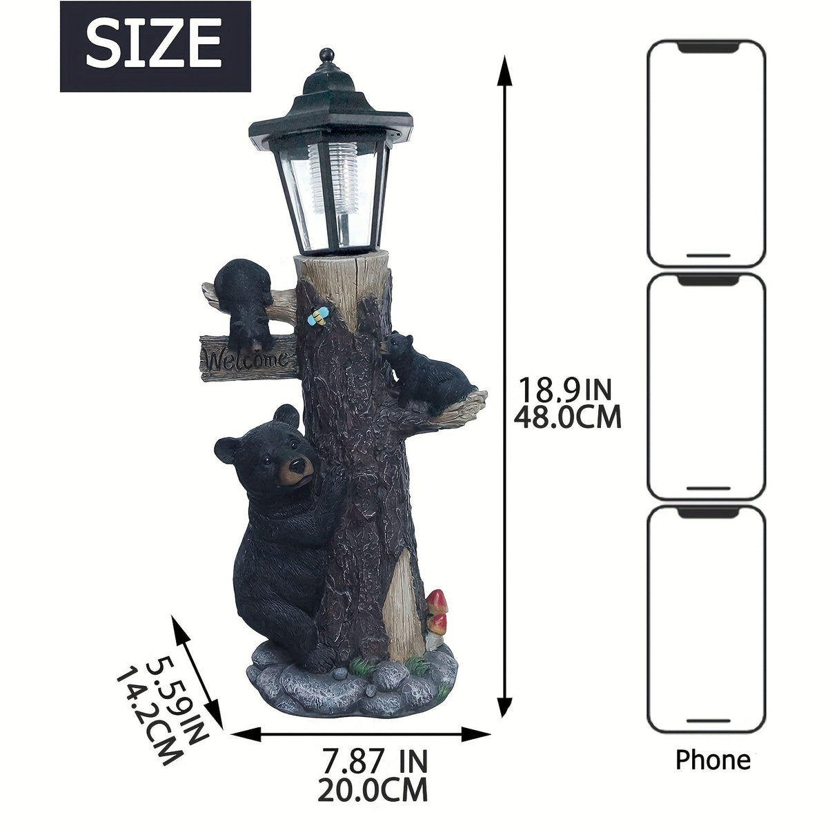 Solar Resin Bear Statue with LED Lights Lawn Ornaments & Garden Sculptures - Tophatter Daily Deals