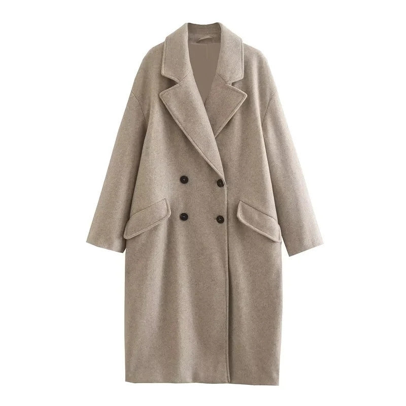 Oversized Women Coat - Double Breasted, Polyester, Citywear Khaki 3D Changing Face Moving Picture Frame - Tophatter Daily Deals